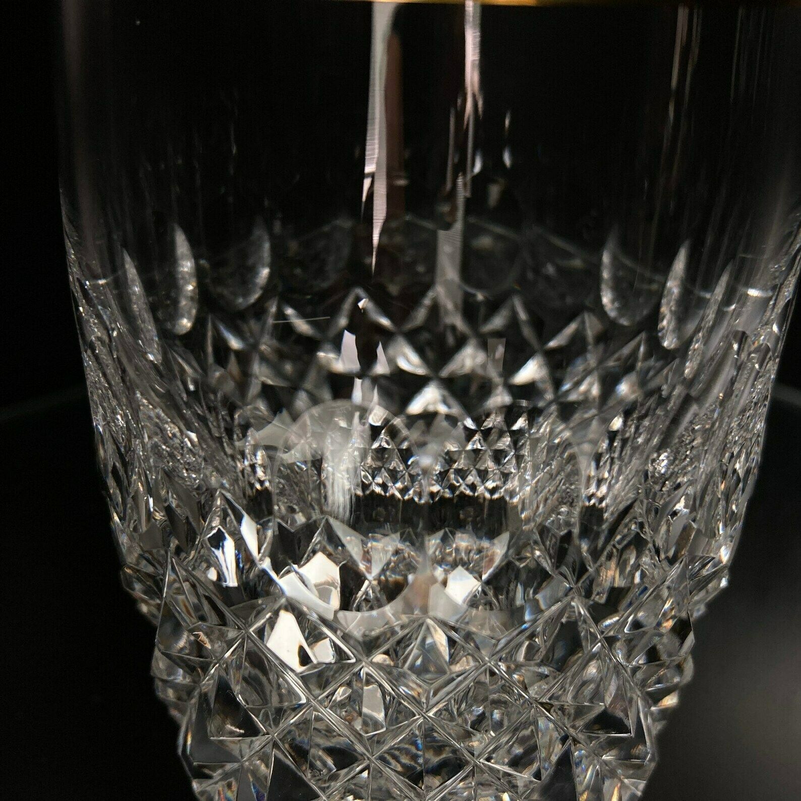 6x Kristallen Waterglazen Cocktailglazen Diamond Drop Cut 24k Goud photo for sale