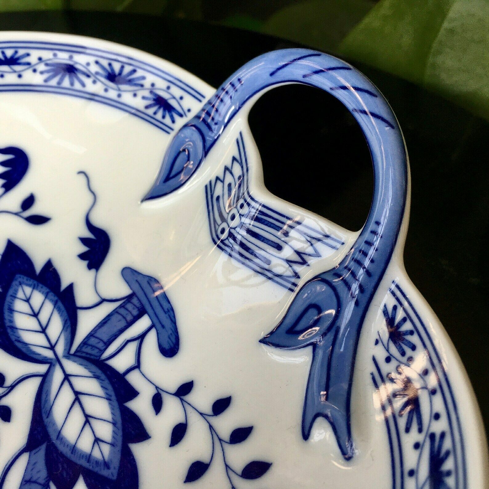 Blue Onion Borden Porselein Bladvorm Hutschenreuther 6 Stuks photo for sale