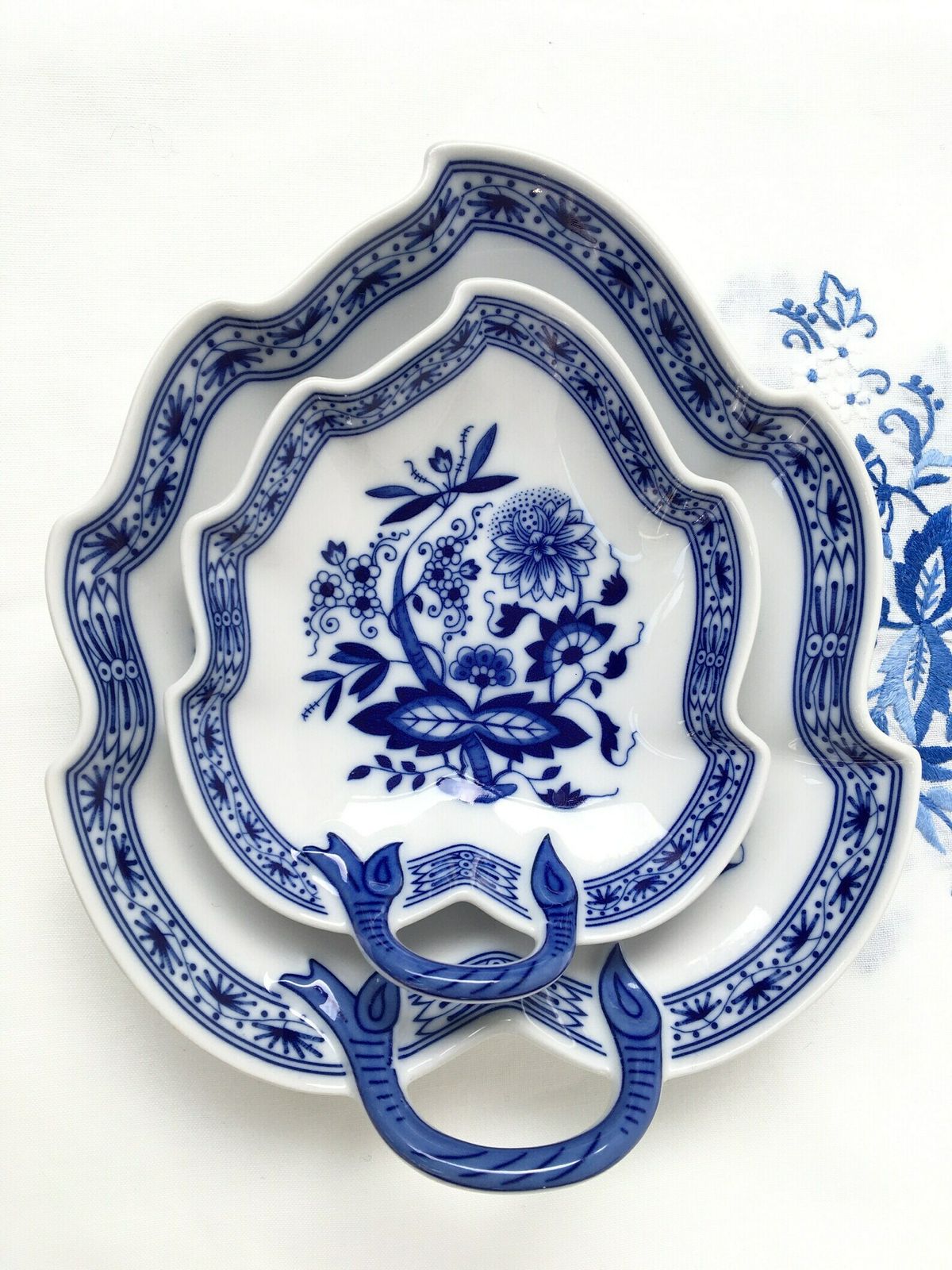 Blue Onion Borden Porselein Bladvorm Hutschenreuther 6 Stuks photo Woonaccessoires
