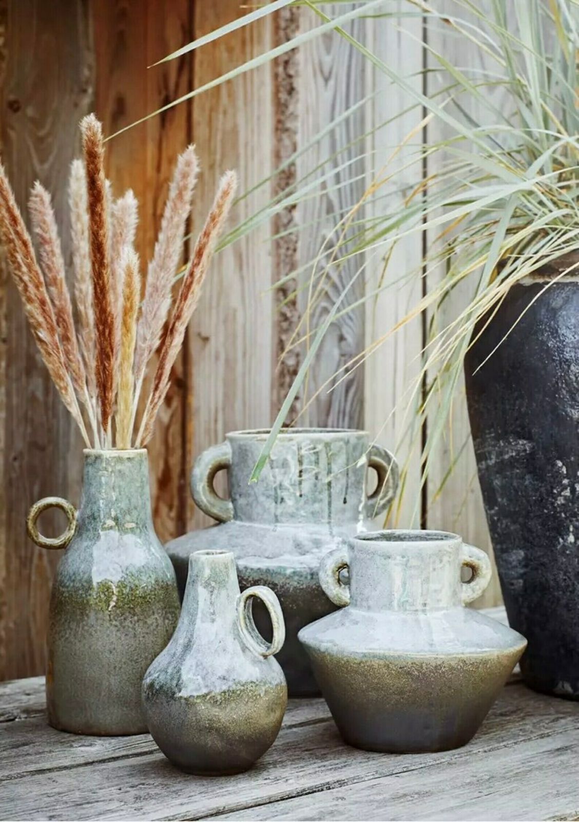 Stoneware Liquen Vase, Rustic Vase, Aged Vase, Contemporary Vase, Green Vase, Glazed Vase, Pottery Vase