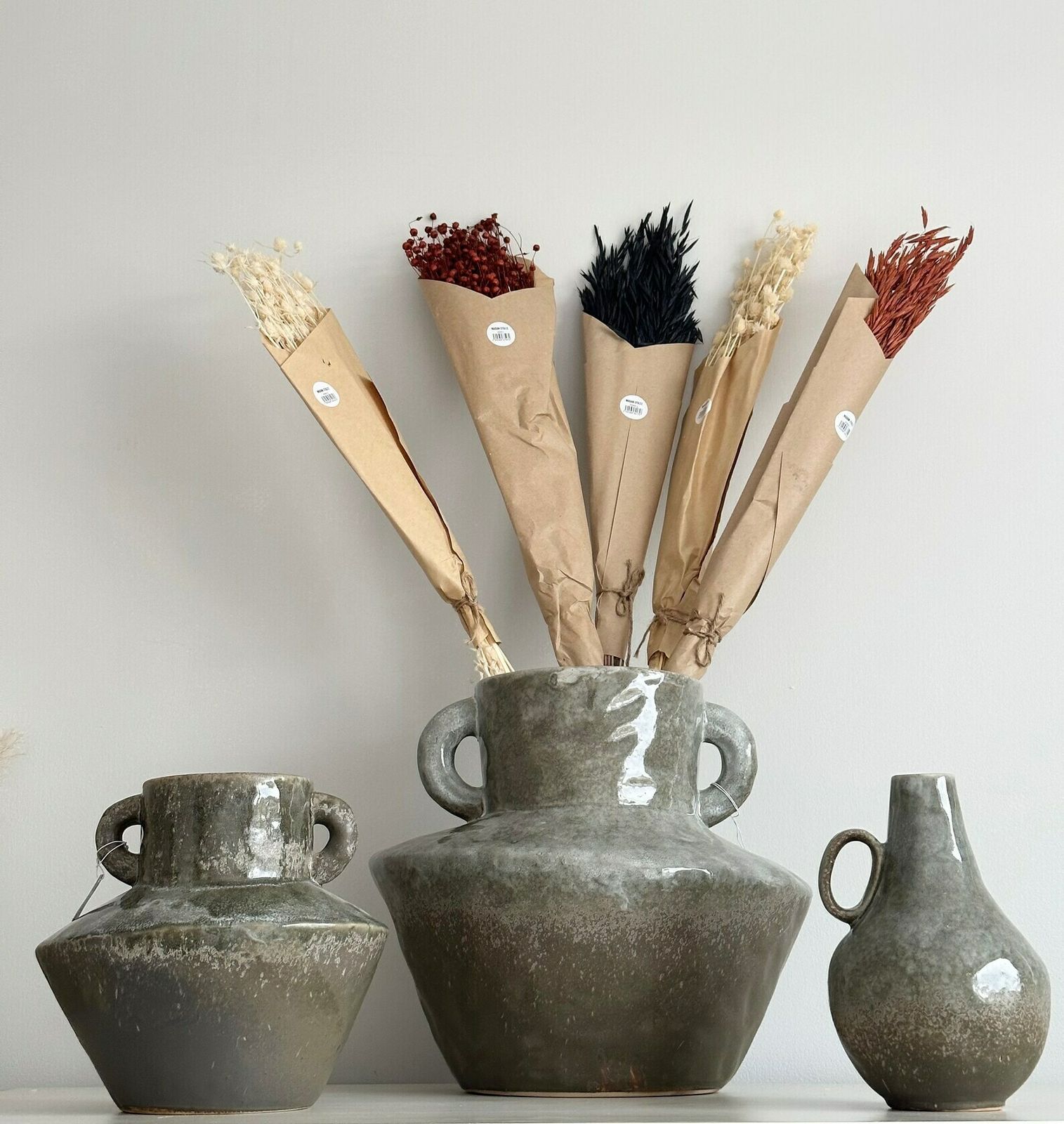 Stoneware Liquen Vase, Rustic Vase, Aged Vase, Contemporary Vase, Green Vase, Glazed Vase, Pottery Vase photo for sale