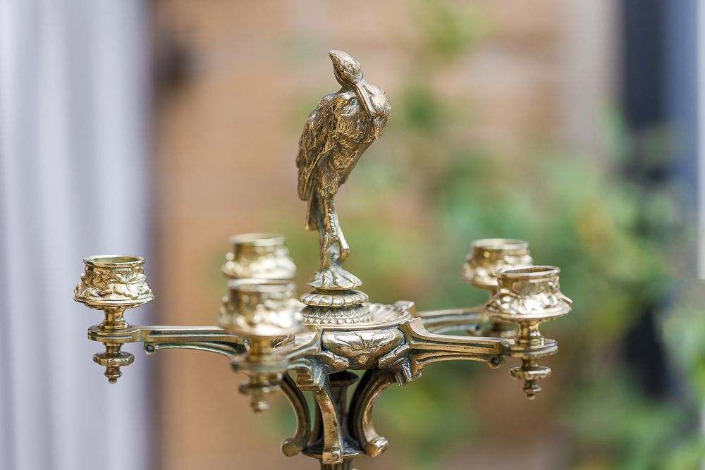 A Pair Of Regency Gilt Metal Five Branch Candelabra photo furniture