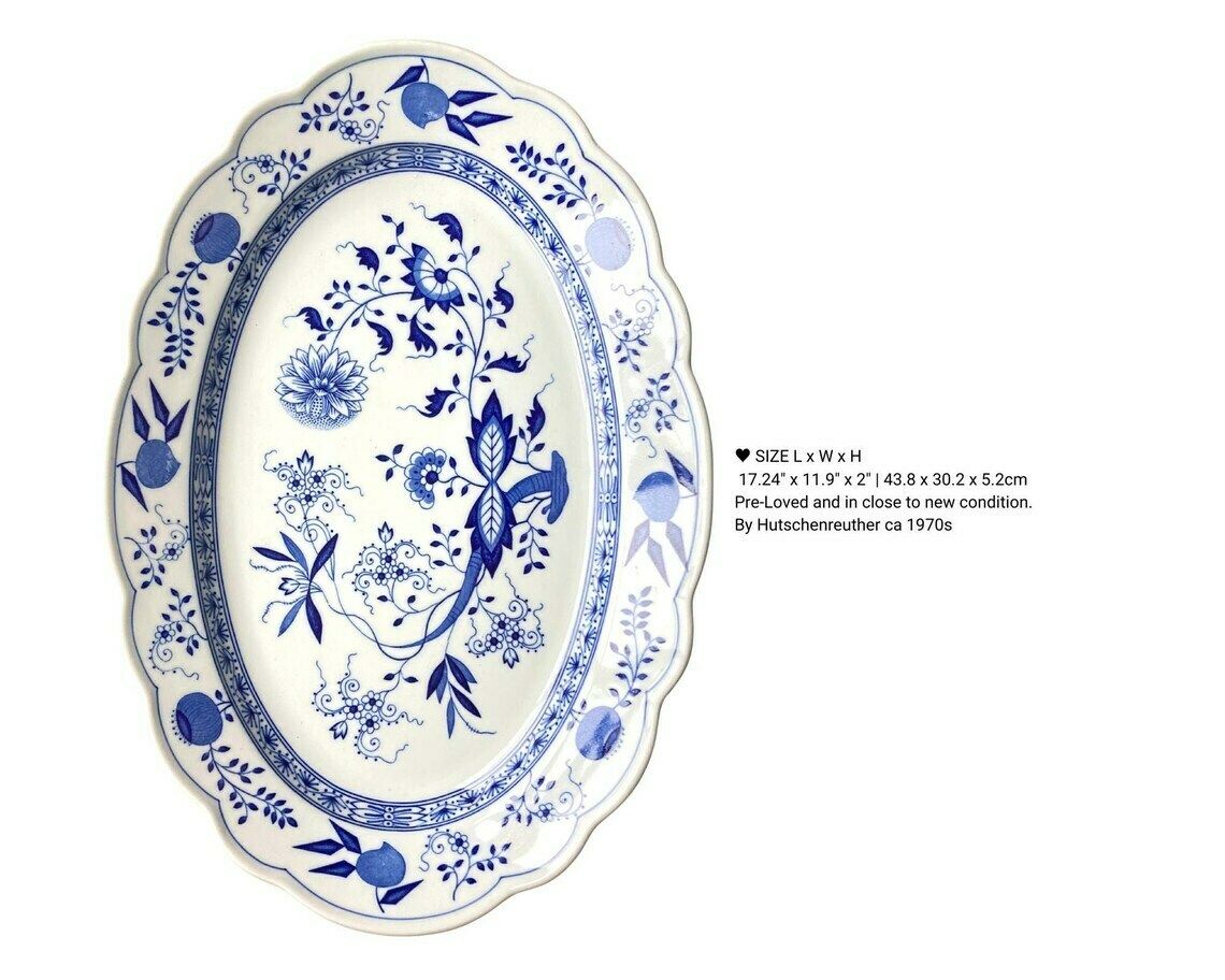 Blauw Uien Serveerschaal | Ovale Porseleinen Schaal | (1 Stuk) | Hutschenreuther (Rosenthal) photo buy