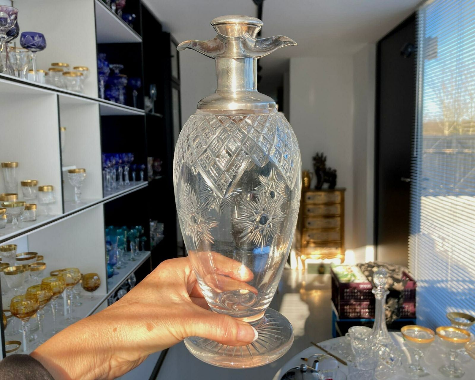 Edwardiaanse Zilveren Karaf | Sheffield Kan | Geslepen Glas Met Hallmark Jdwd | 1878–1903 photo Woonaccessoires
