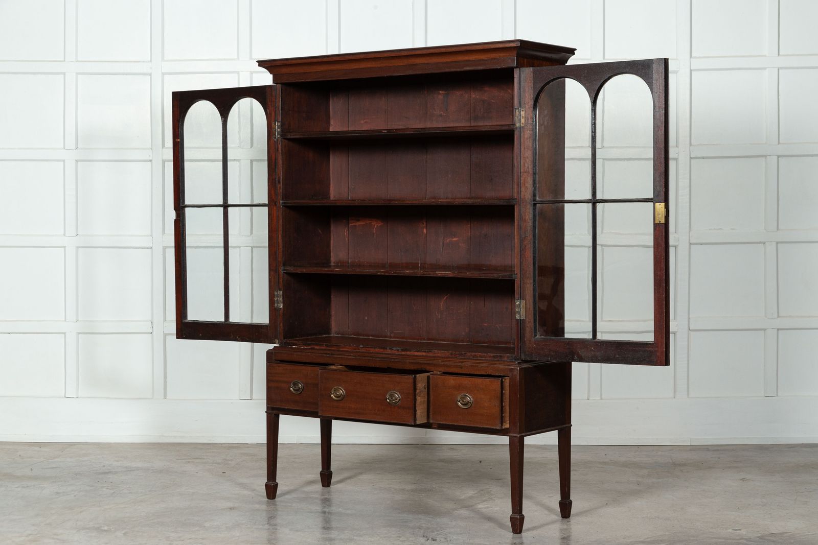 English Mahogany Arched Glazed Dresser Cabinet photo Furniture