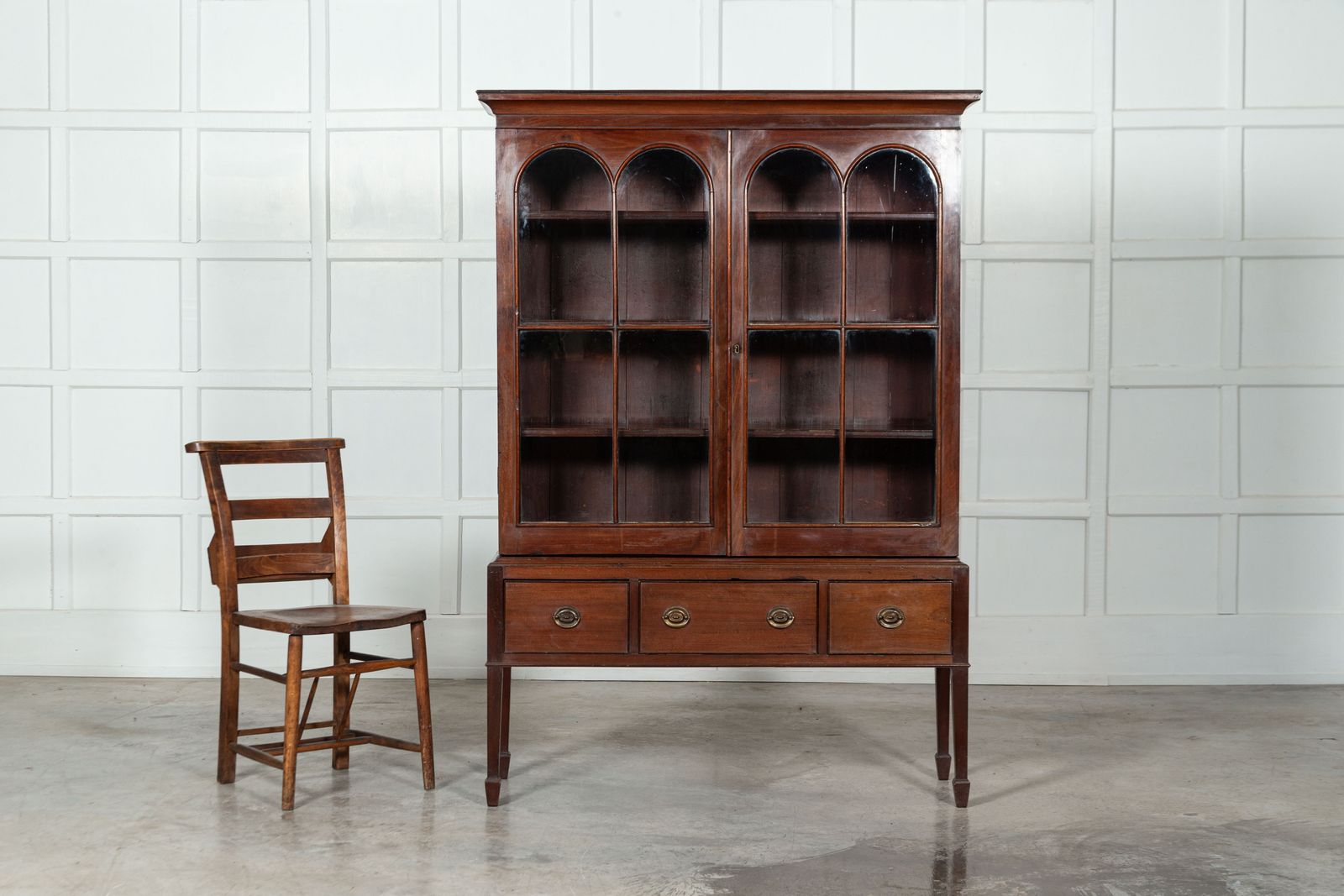 English Mahogany Arched Glazed Dresser Cabinet photo 3853.0