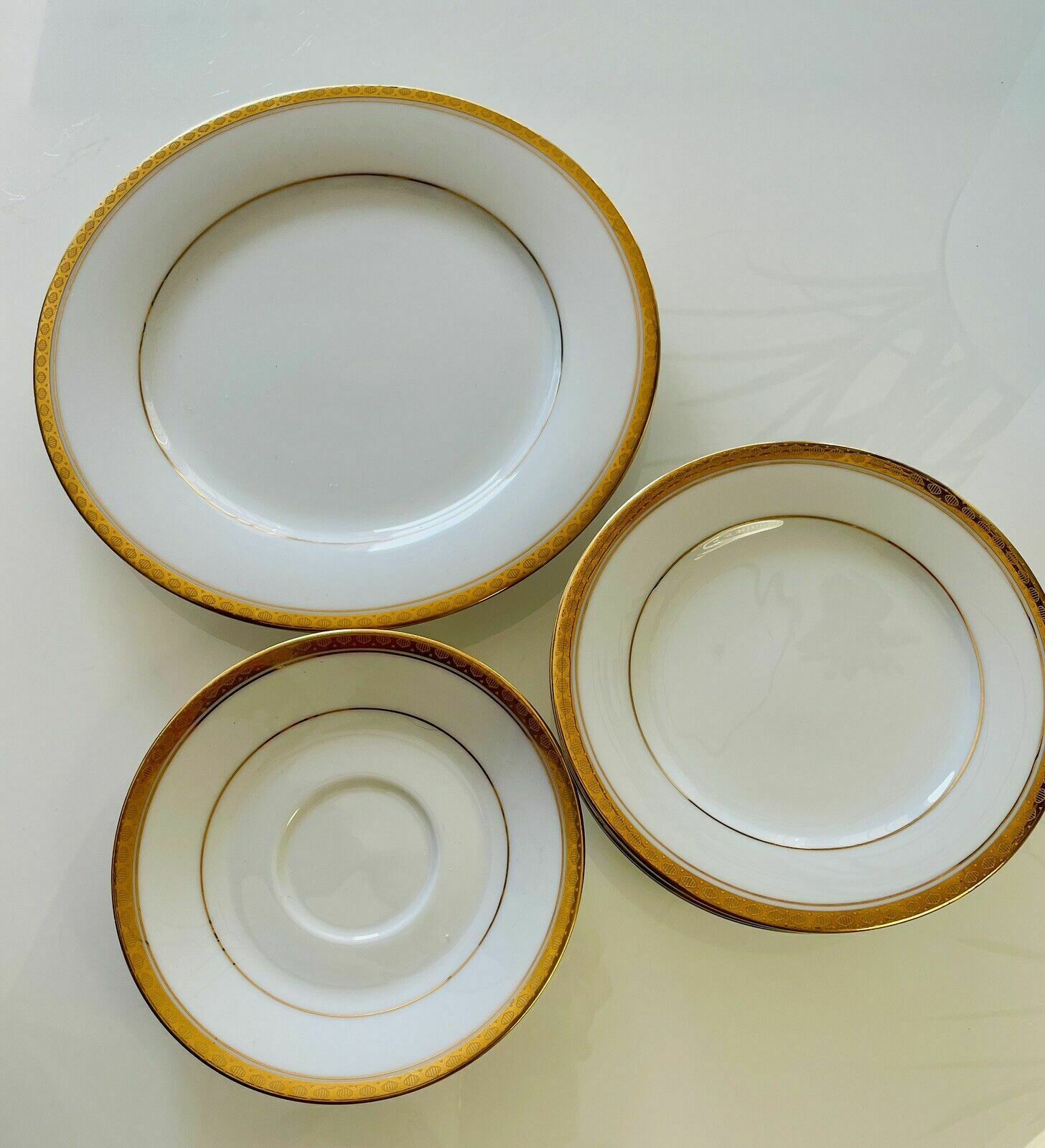 50.0 Noritake Richmond Pattern Porcelain, 5 Side Plates, 1 Dinner Plate, 1 Saucer 60s photo