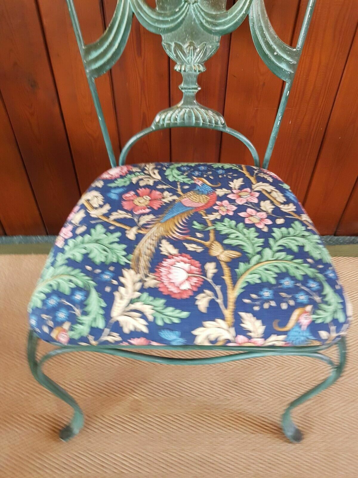 Superb Set Of Four French Mid Century Green Painted Upholstered Iron Chairs photo 1200.0