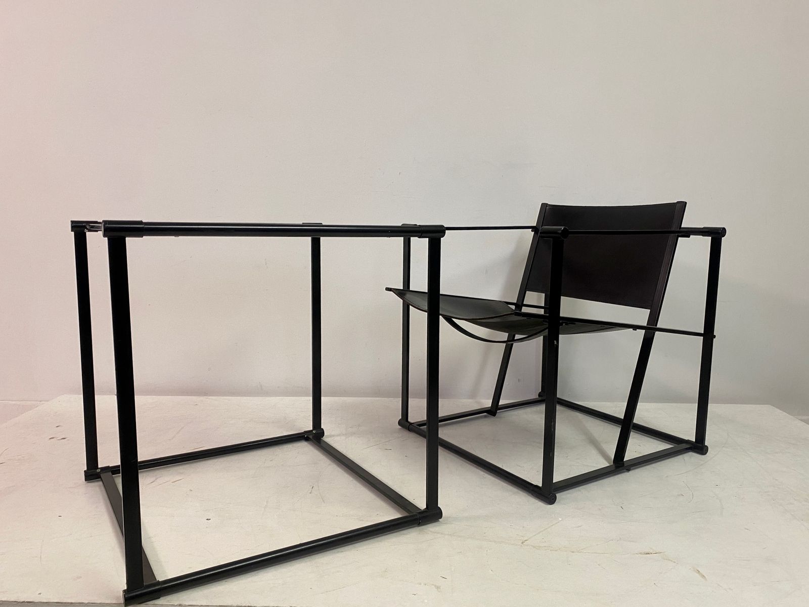 Black Leather Fm62 Chair And Cube For Pastoe By Radboud Van Beekum photo vintage
