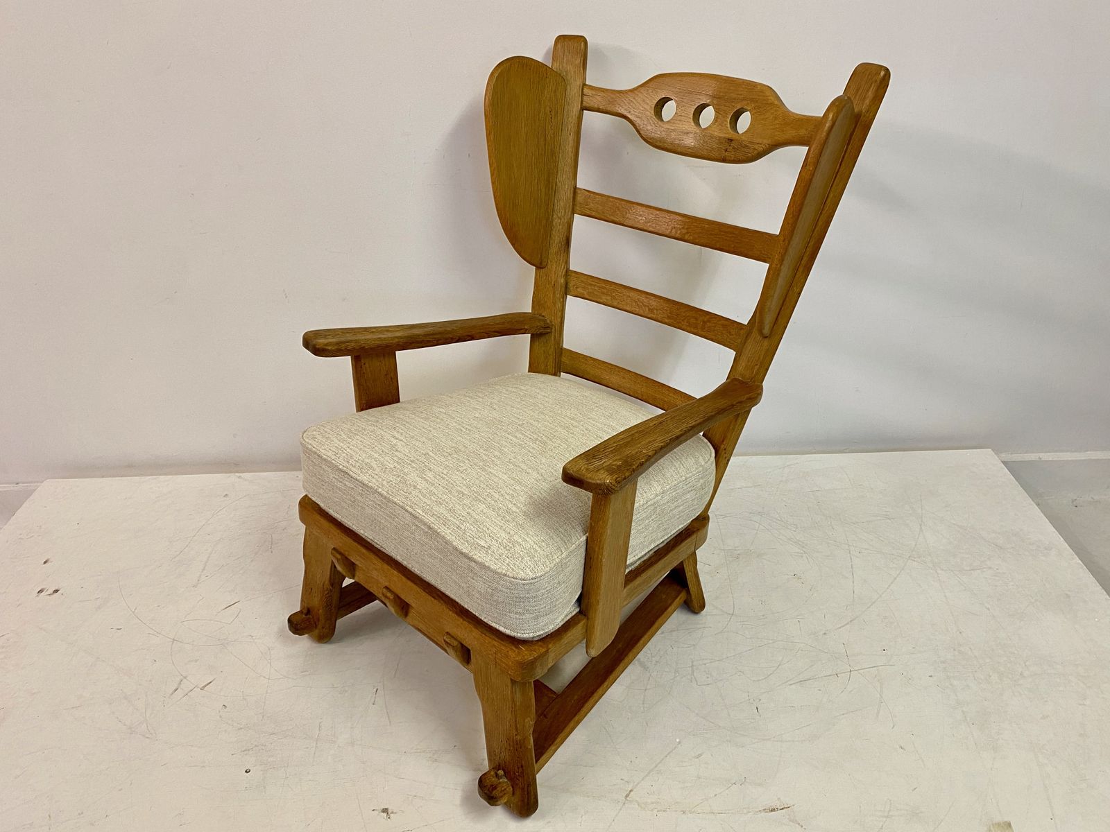 photo vinterior 1960s Dutch Oak Brutalist Armchair