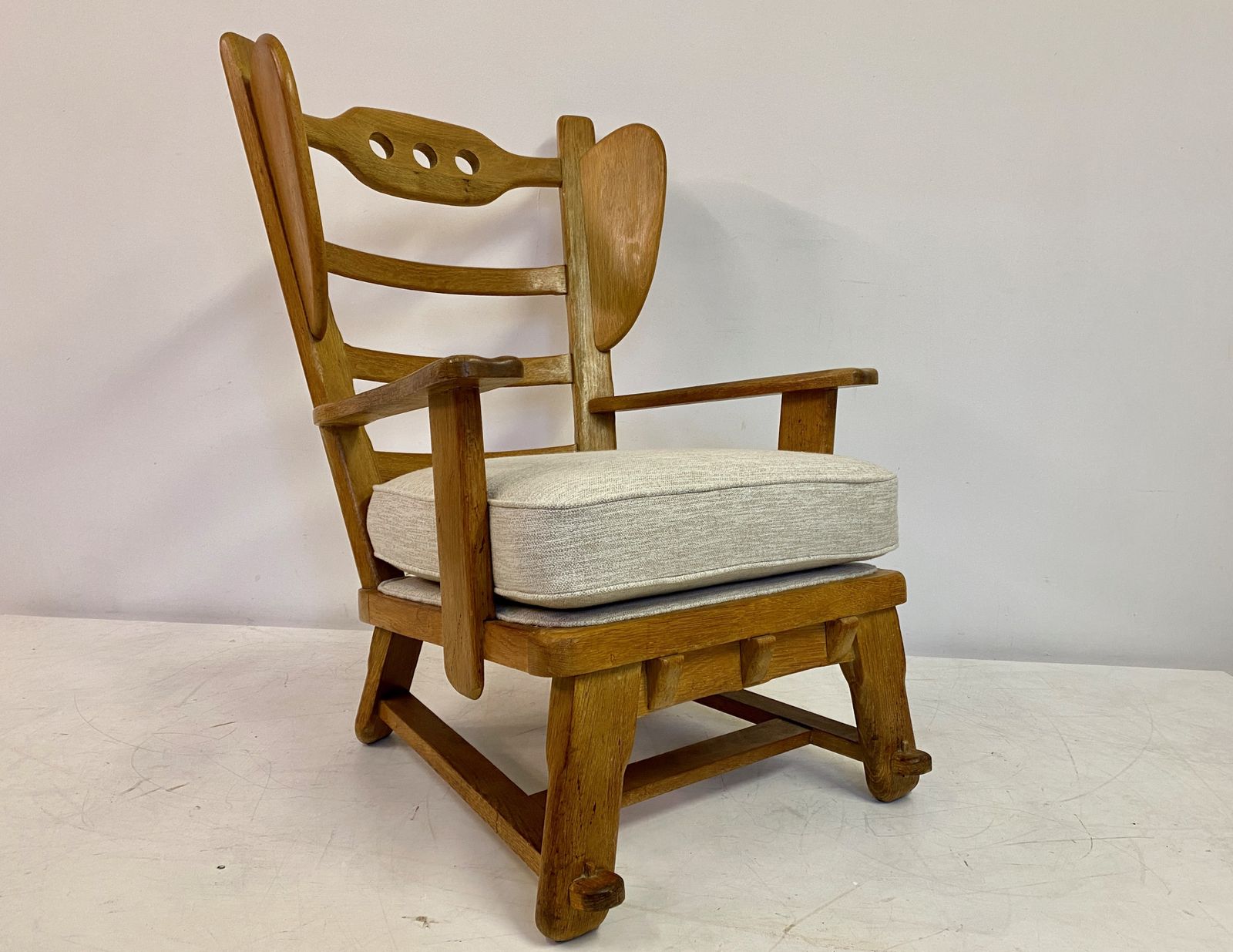 photo vintage 1960s Dutch Oak Brutalist Armchair