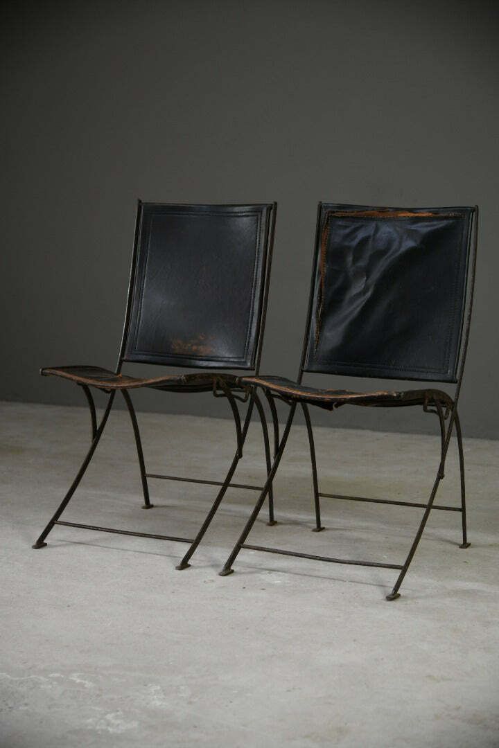 Late 19th Century French Iron & Leather Chairs photo furniture