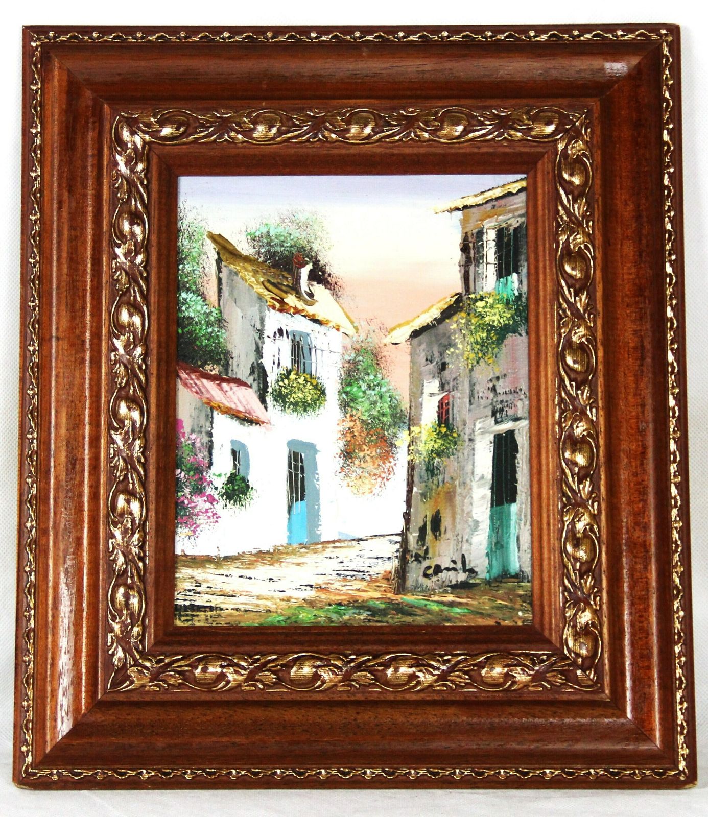 Painting Of A Street In A Typical Spanish Village. photo furniture