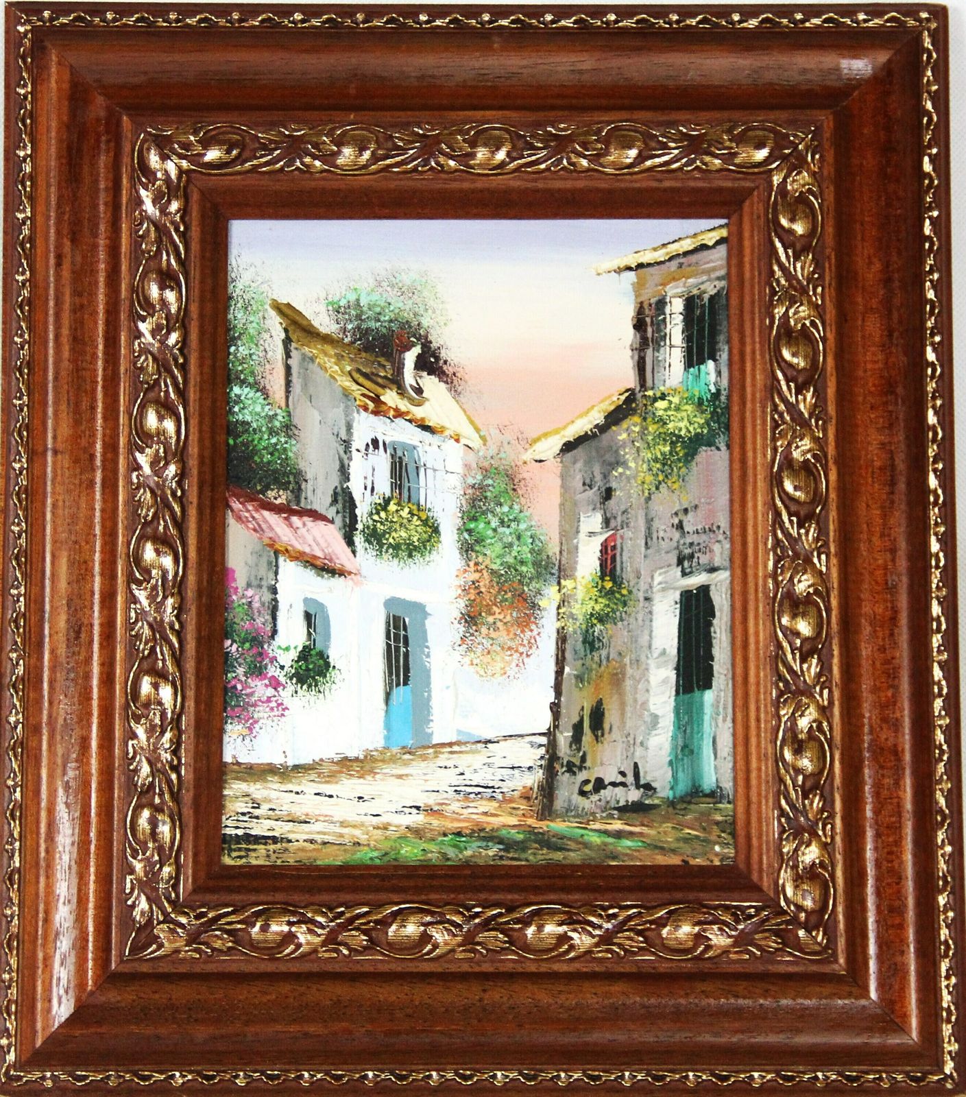 Painting Of A Street In A Typical Spanish Village. photo vinterior