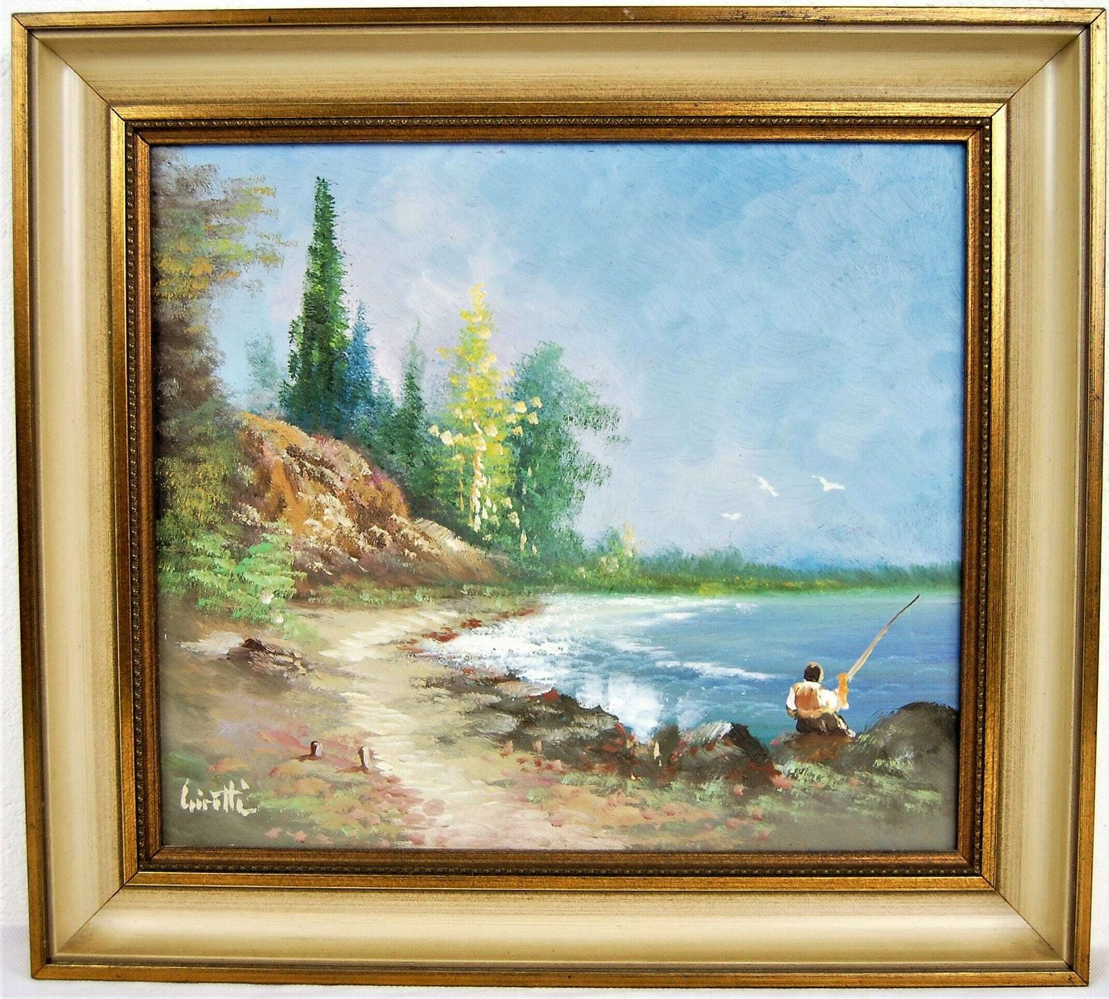 The Fisherman, Vintage Oil Painting photo furniture