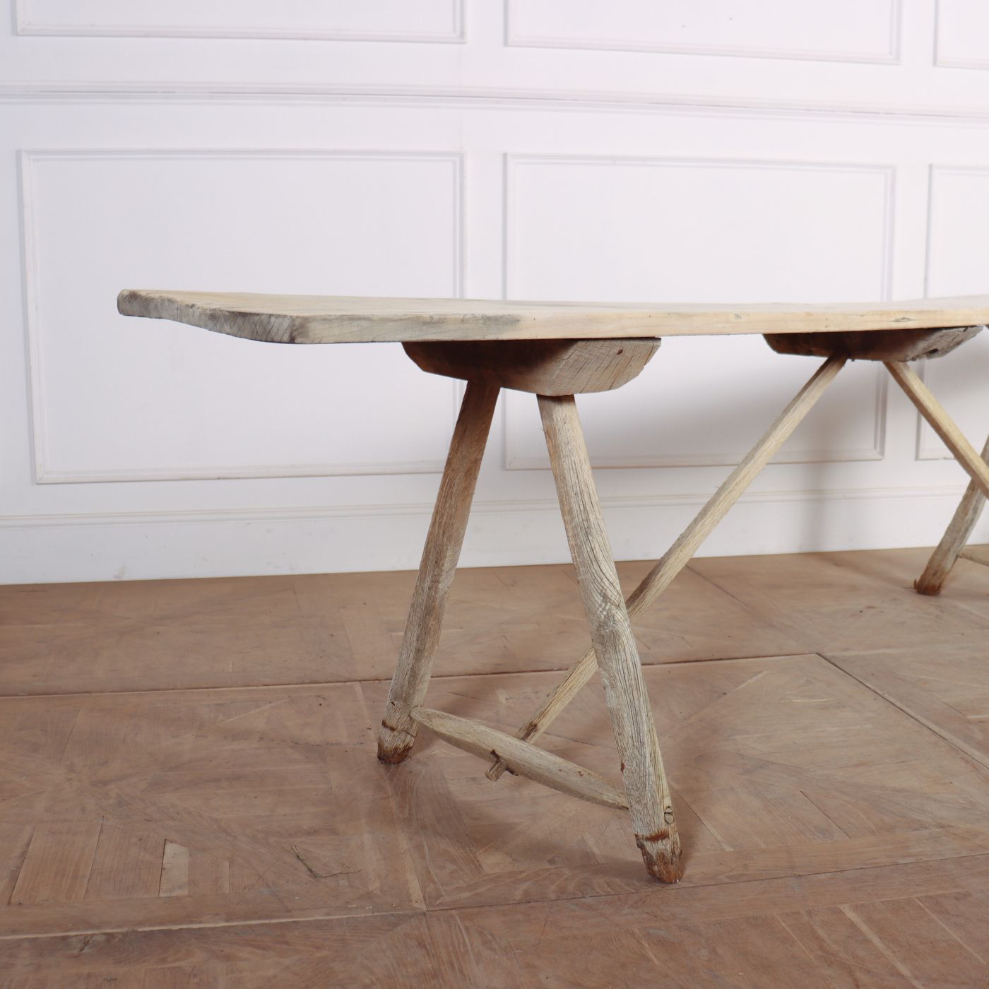 French Oak And Poplar Trestle Table photo furniture