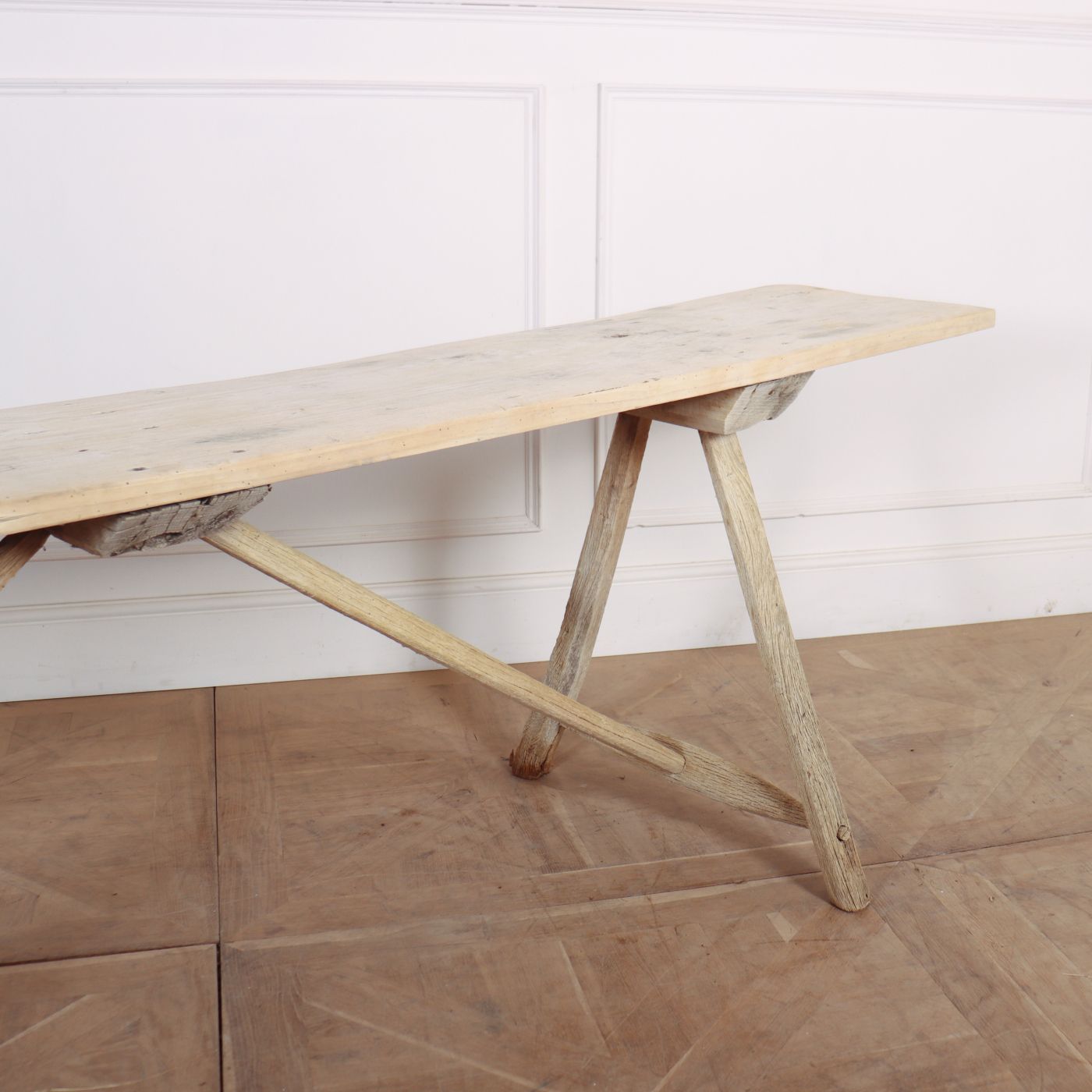 French Oak And Poplar Trestle Table photo for sale