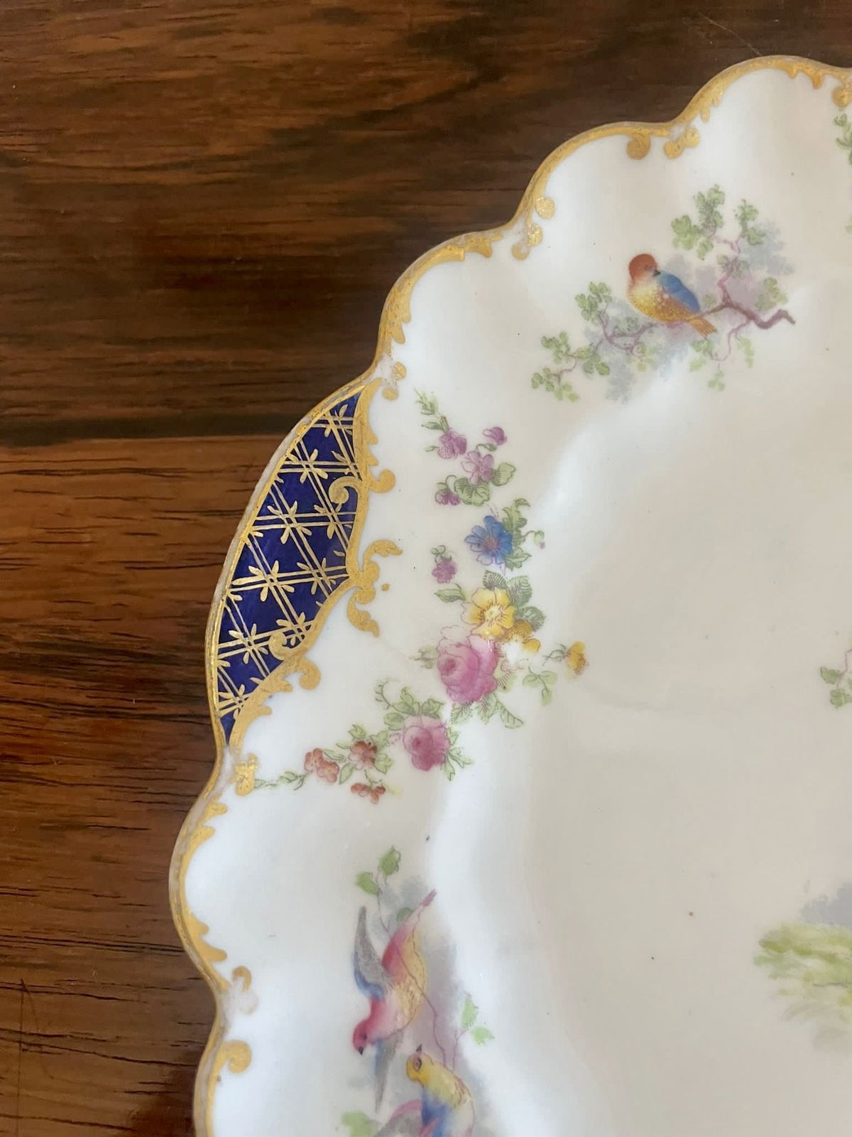 Quality Pair Of Antique Hand Painted Crescent China Plates photo vinterior