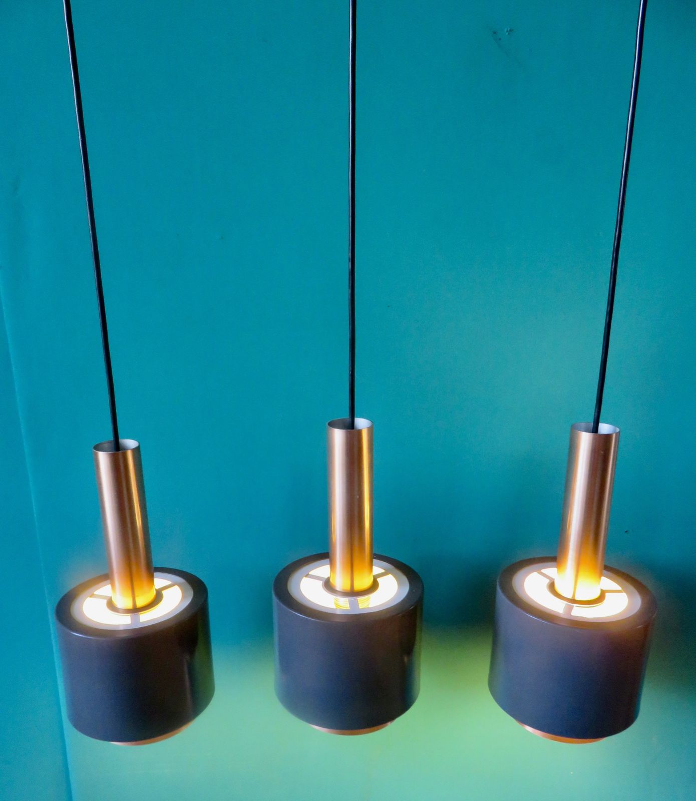 Vintage Pendant Lamp With 3 Lights "Doria" Austria 1960