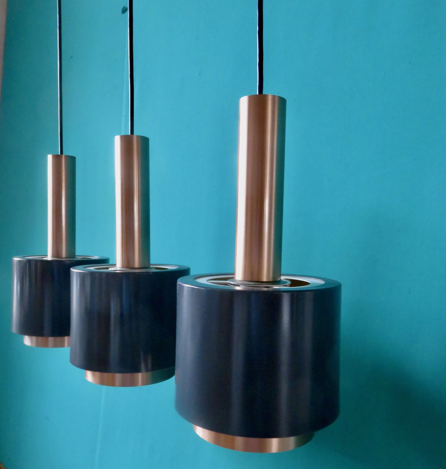 Vintage Pendant Lamp With 3 Lights "Doria" Austria 1960 photo for sale