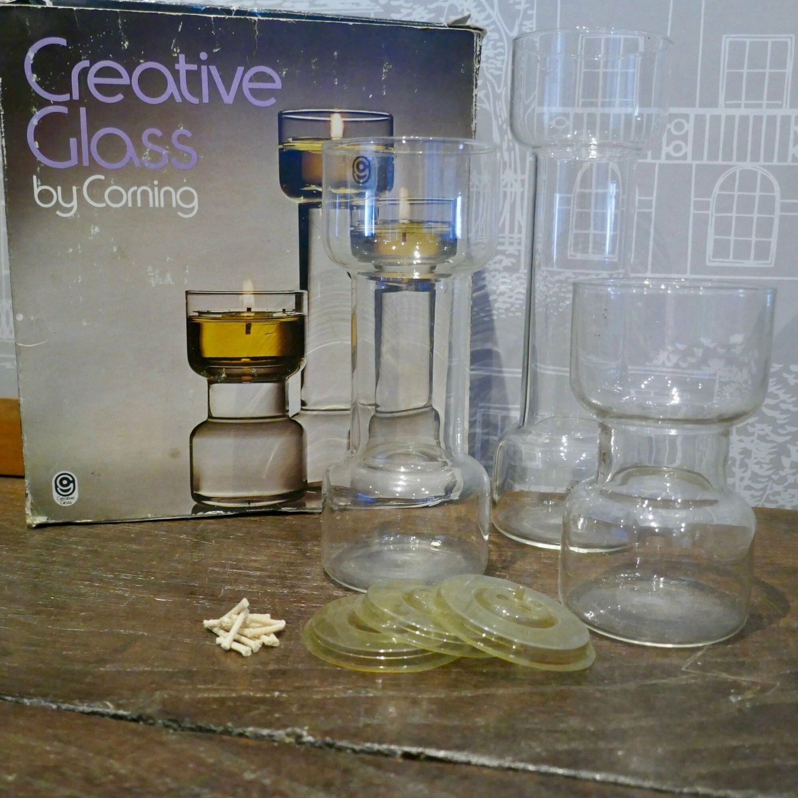 Flameglow Candle Holder Trio, Creative Glass By Corning Circa 1976 photo 50.0