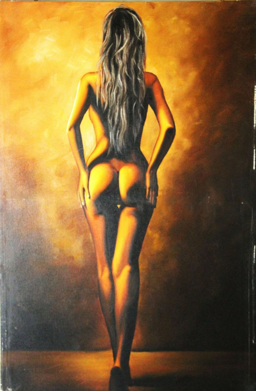 Erotic Girl Painting, 1990s, Vintage