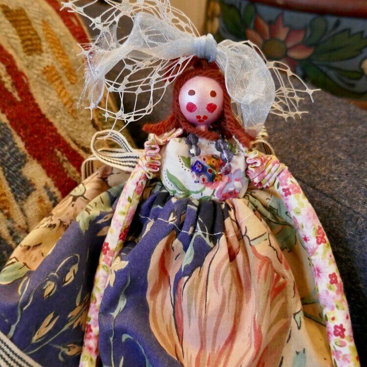 Hand Made Vintage Fabric Doll Tulip photo Home Decor