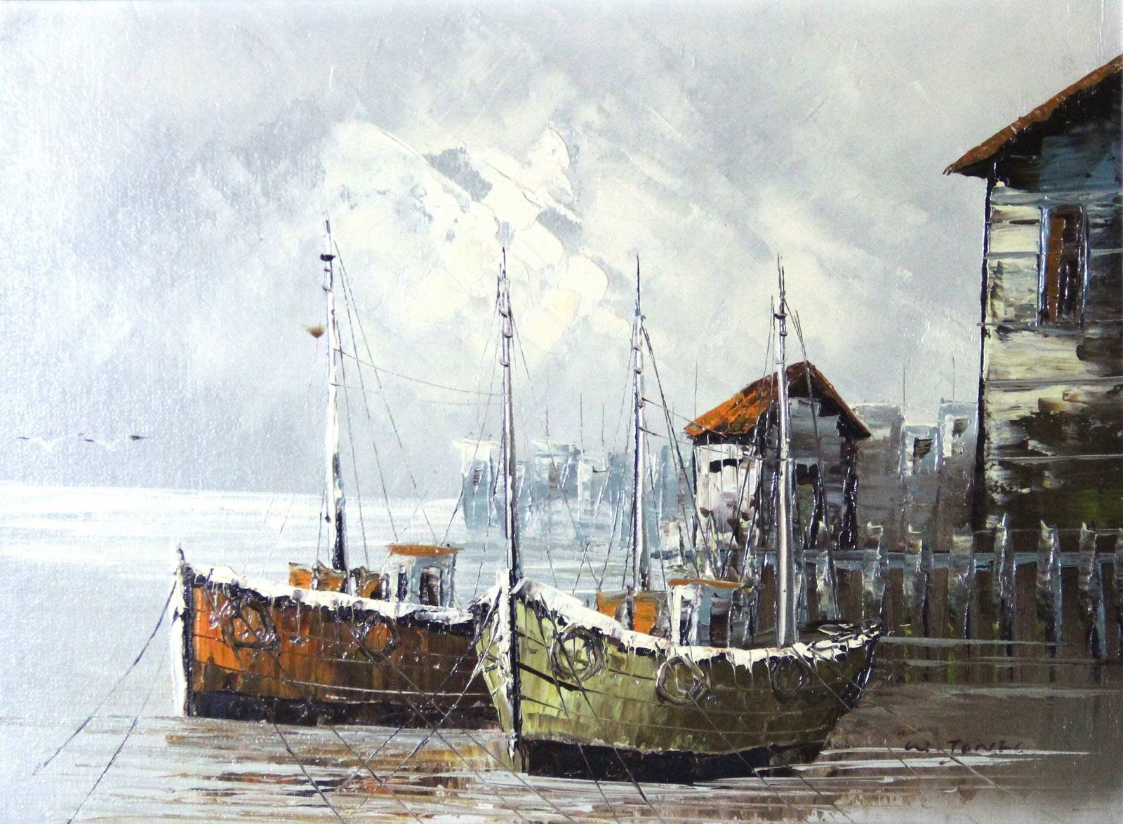 Winter In Port By W. Jones, 1970s photo furniture