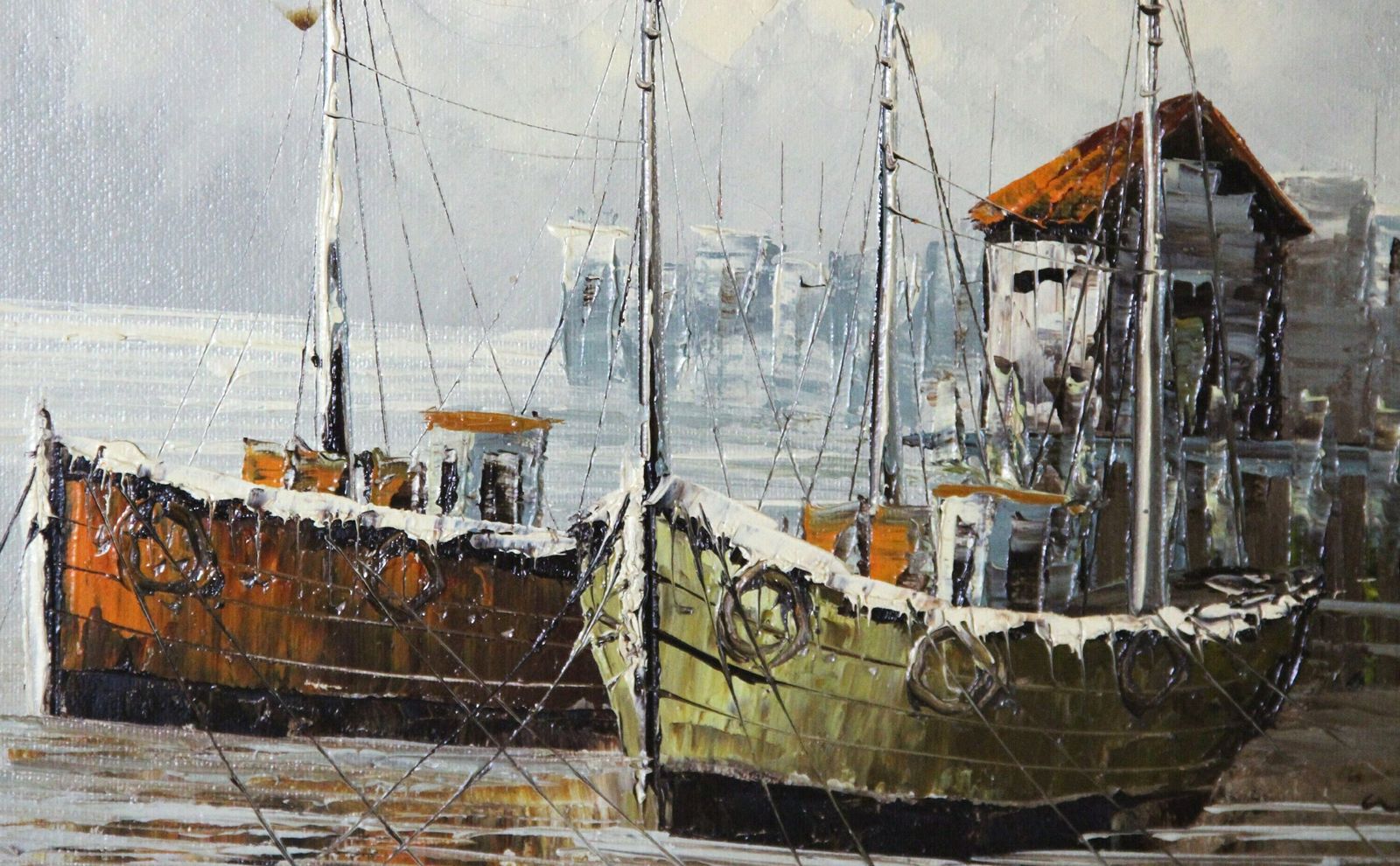 Winter In Port By W. Jones, 1970s photo vinterior