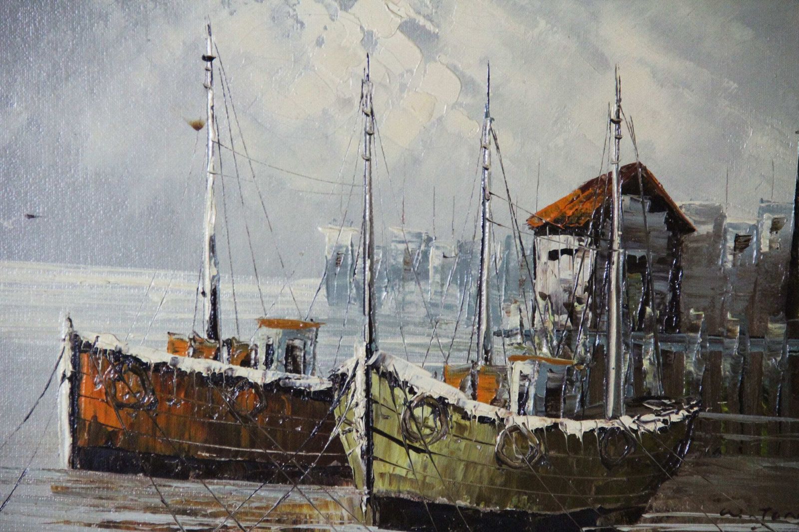Winter In Port By W. Jones, 1970s photo buy