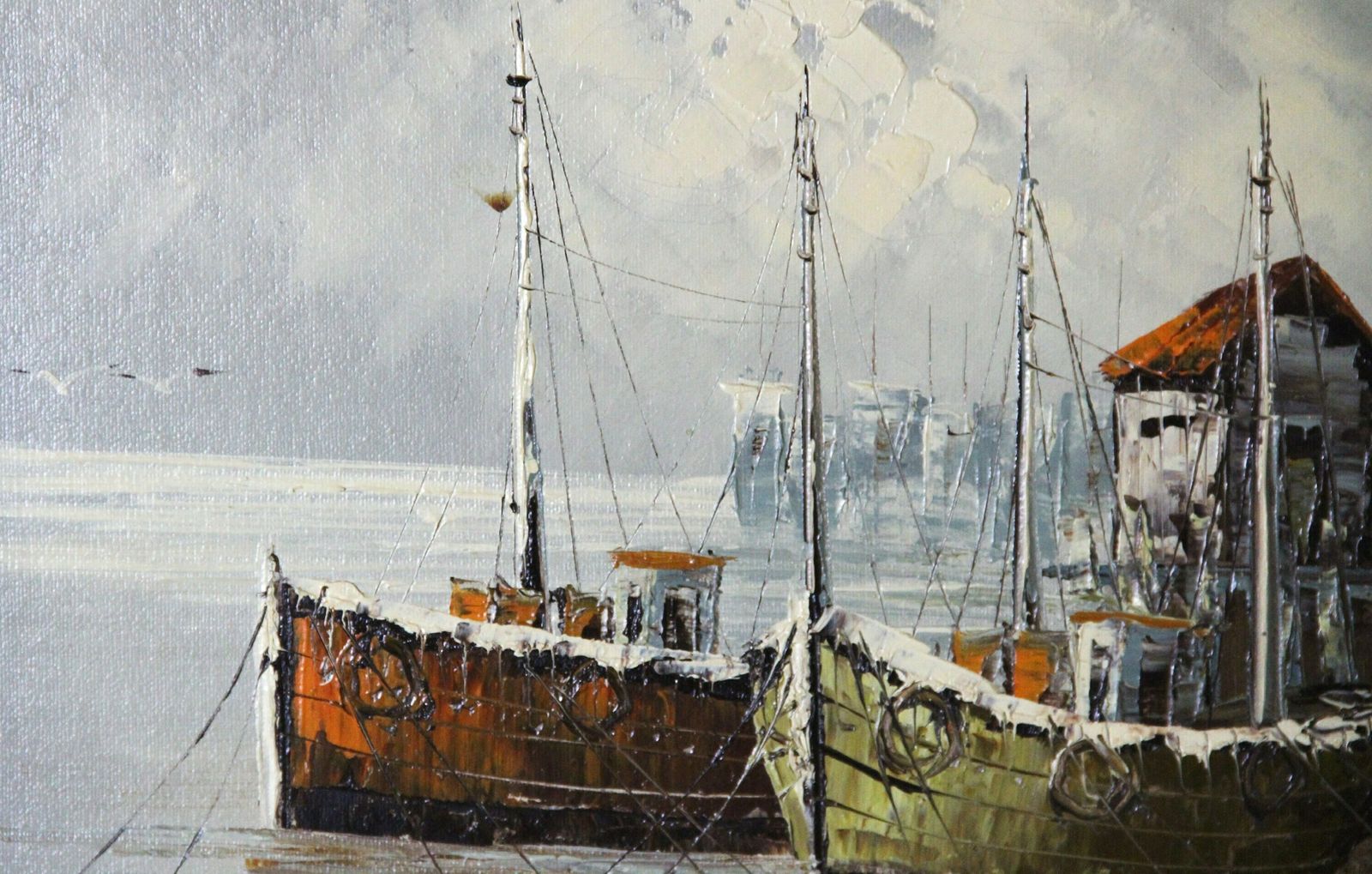 Winter In Port By W. Jones, 1970s photo vintage