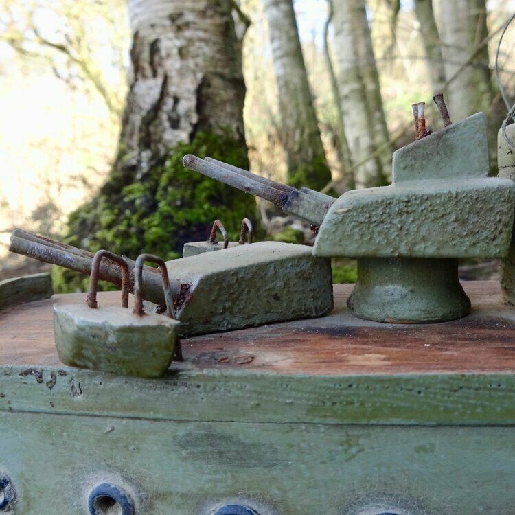 Vintage Folk Art Painted Wood Battleship Ww 2 photo buy