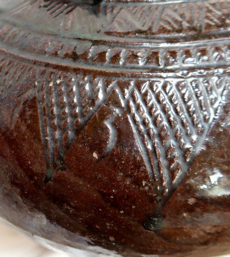 Important Bellied Vase In Glazed Terracotta – 1900 photo vintage