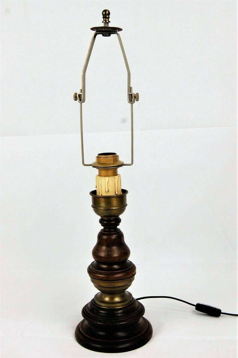 Table Lamp Made Of Wood And Copper photo buy