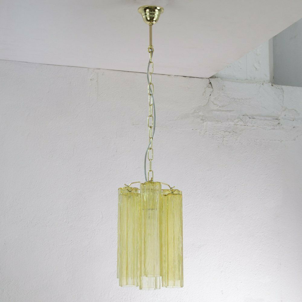 Tronchi Chandelier In Chamomile Yellow Glass, Italy, 1990s photo for sale
