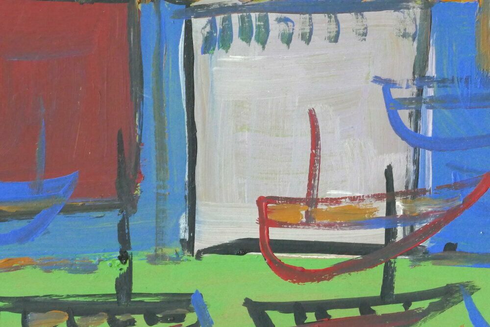 Boats On Estuary Bank Newlyn School photo furniture