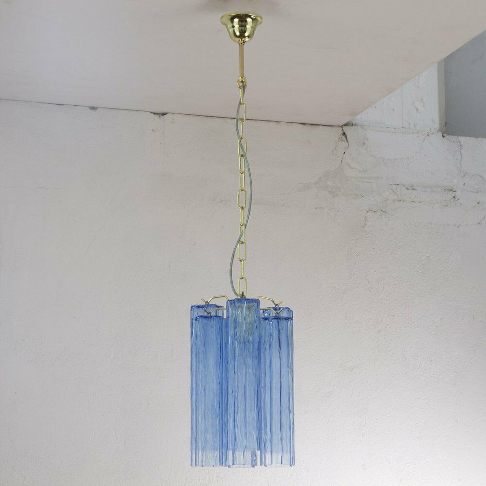 Tronchi Blue Glass Chandelier, Italy, 1990s photo for sale