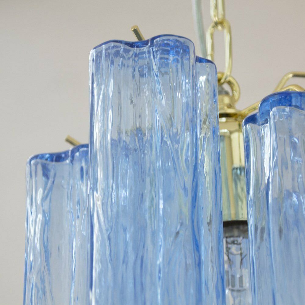 529.0 Tronchi Blue Glass Chandelier, Italy, 1990s photo