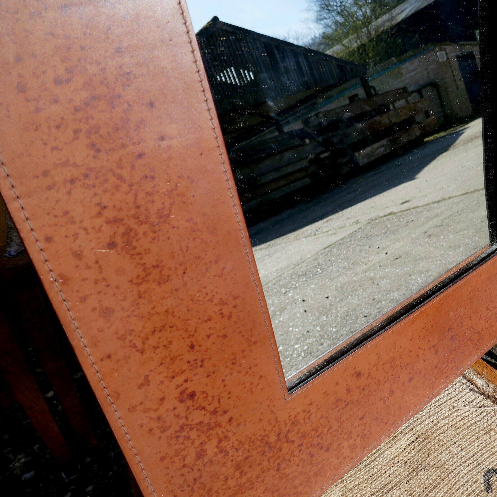 Heal's Distressed Leather Mirror photo furniture