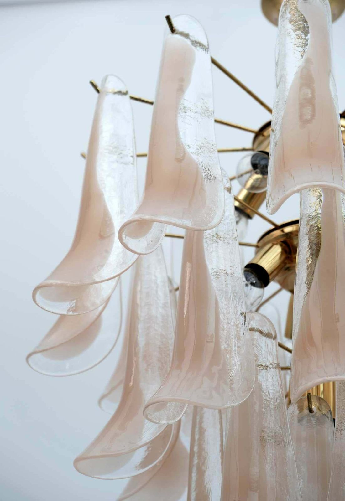 Mazzega Mid Century Modern Italian Petals Murano Glass Chandelier, 1970s photo 2618.0