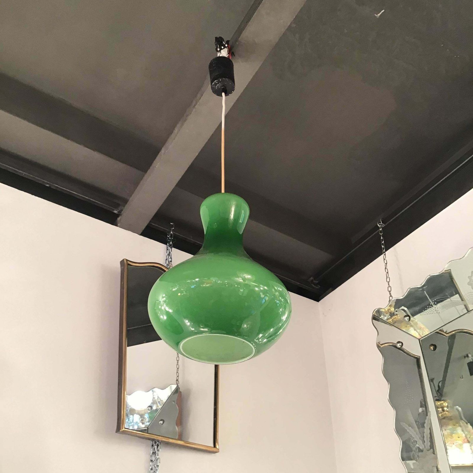 Stilnovo Chandelier Murano Glass Metal, 1950, Italy photo buy