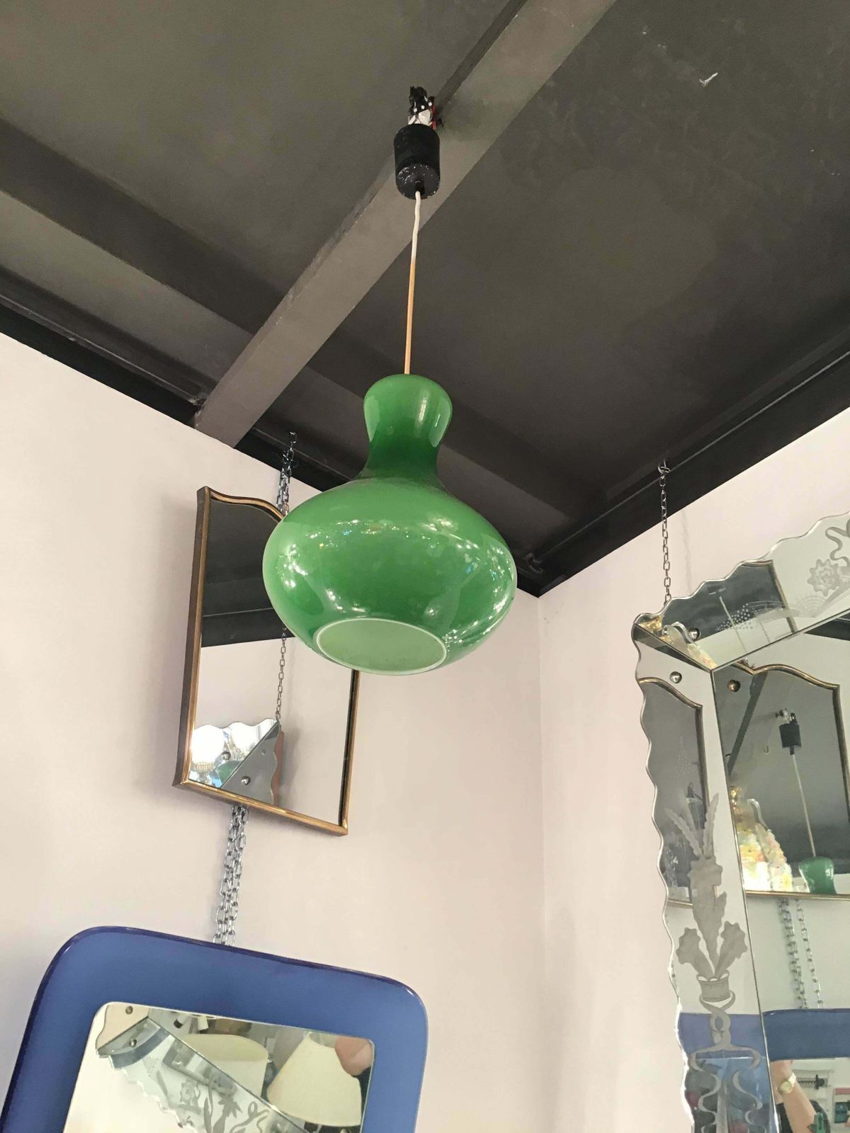 1396.0 Stilnovo Chandelier Murano Glass Metal, 1950, Italy photo