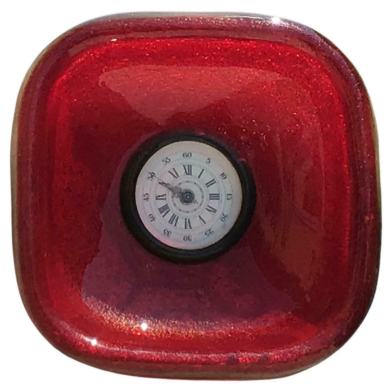 Venini Table Clock /Scrivania Brass Murano Glass 1950 Italy