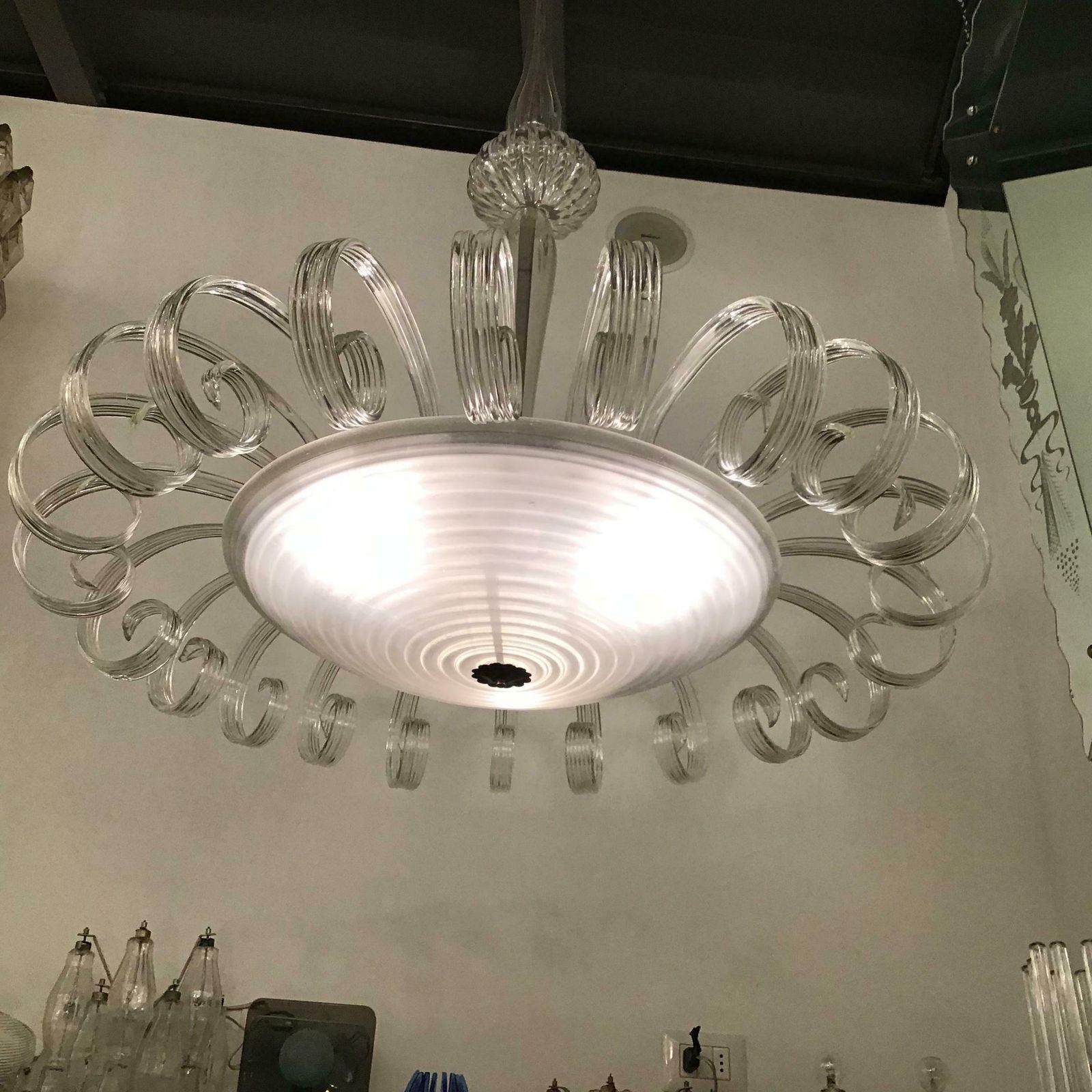 Venini Chandelier Murano Glass 1930 Iron Structure And Wood Italia photo furniture