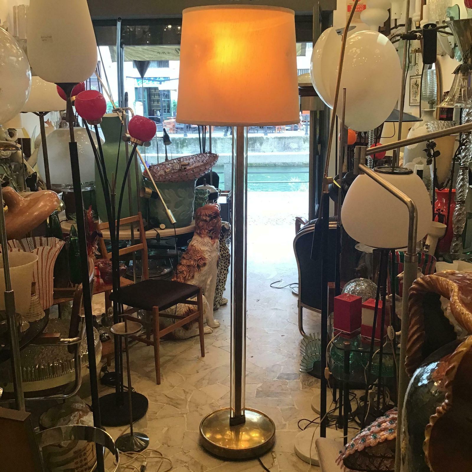 Fontana Arte Pietro Chiesa Floor Lamp Brass Glass Lampshade 1950 Italy photo buy