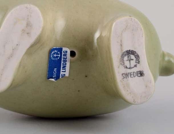 Stig Lindberg For Gustavsberg Ceramic Horse Figurine With Light Green Glaze photo vinterior