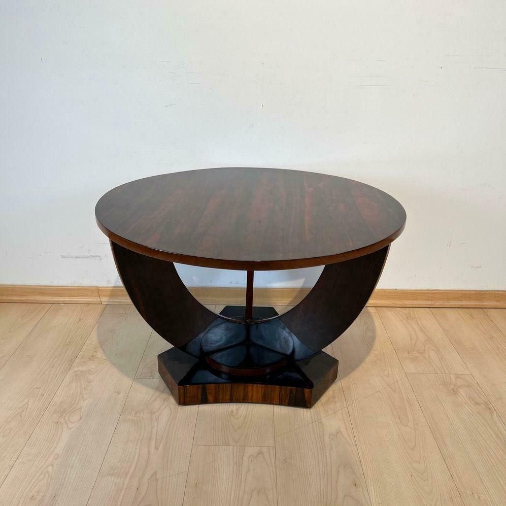 Art Deco Round Side Table, Rosewood Veneer, France Circa 1930 photo for sale