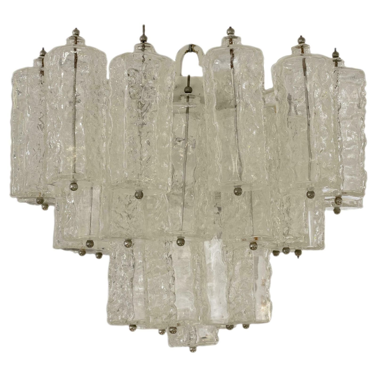 Mid Century Modern Handcrafted Venini Glass Chandelier, Italy, 1960