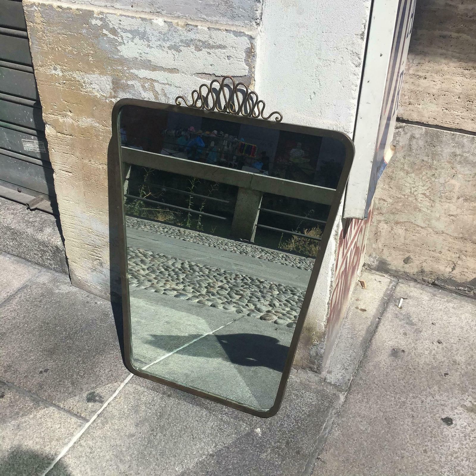 Gio Ponti Mirror Brass Glass Wood 1950 Italy photo for sale