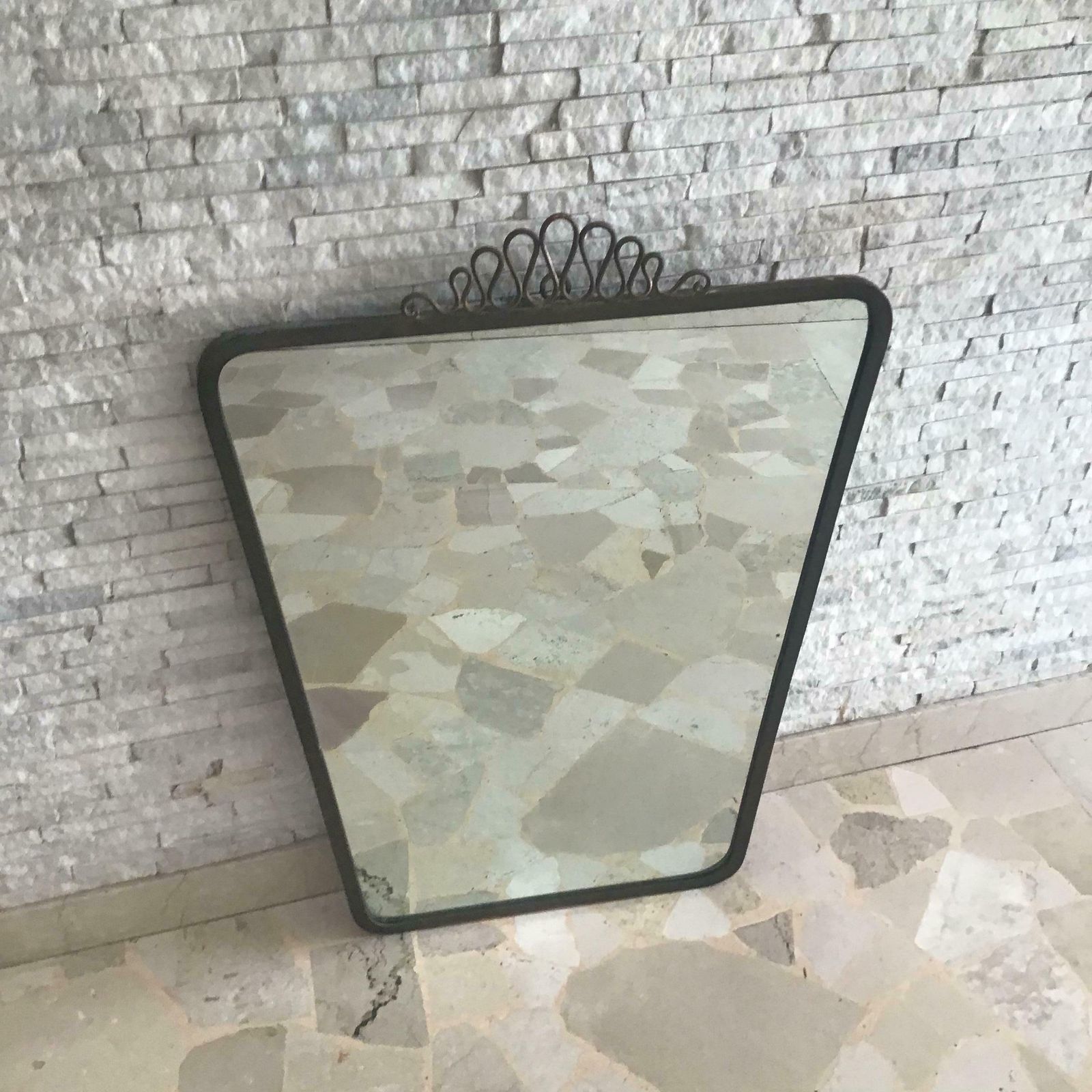 photo vinterior Gio Ponti Mirror Brass Glass Wood 1950 Italy